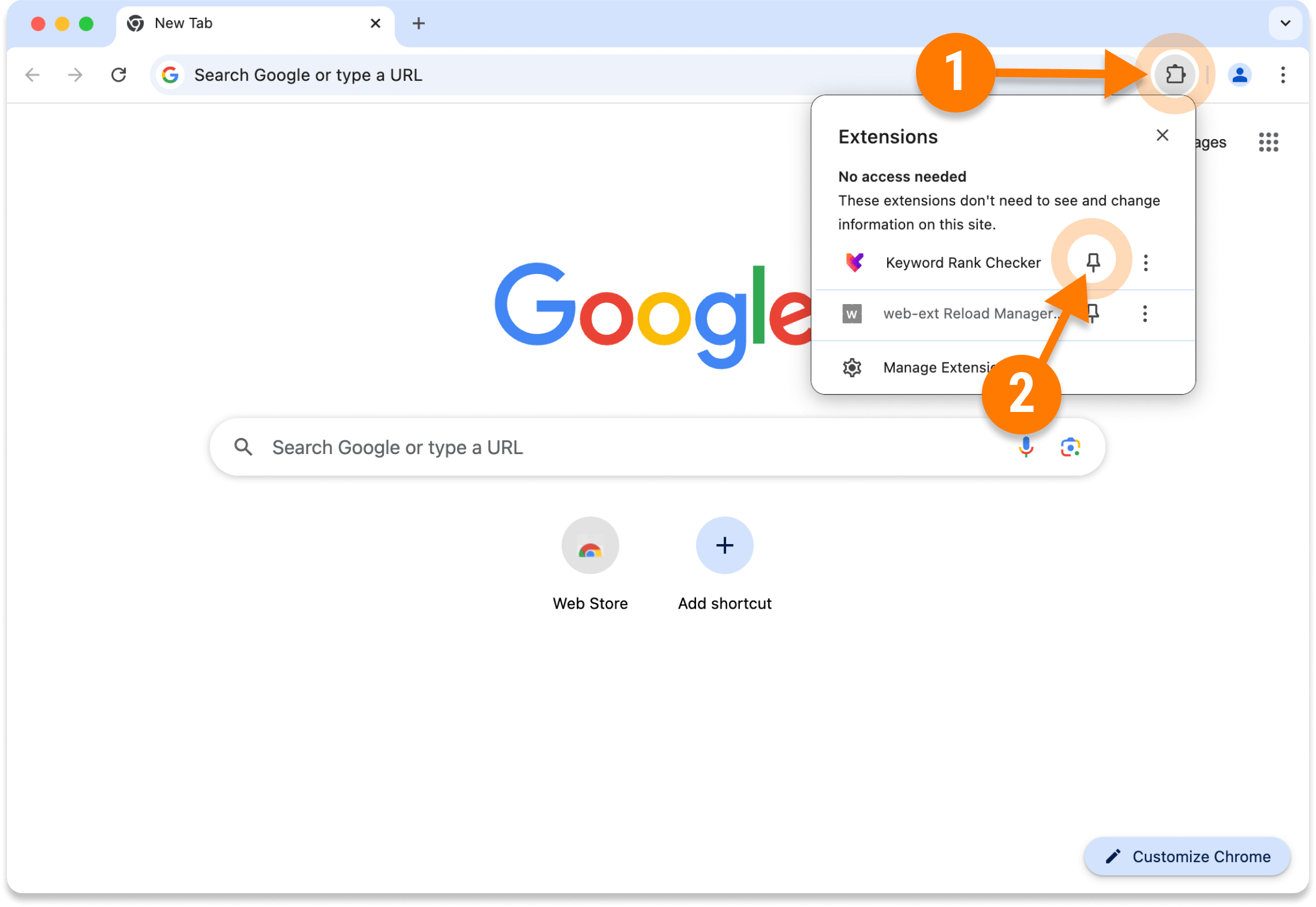 Install and enable keyword rank checker chrome extension